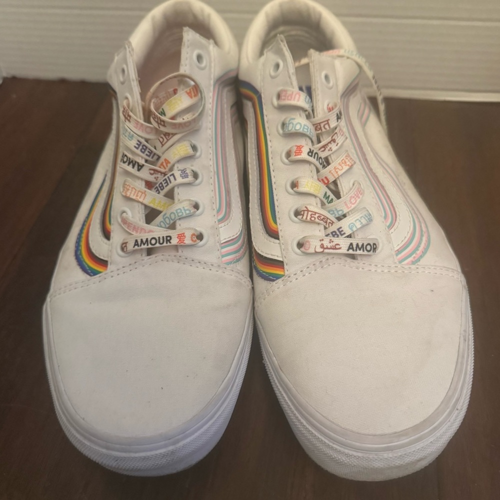 Vans Off The Wall Old Skool Pride Men’s White Sneakers Size 12 Rainbow Skater